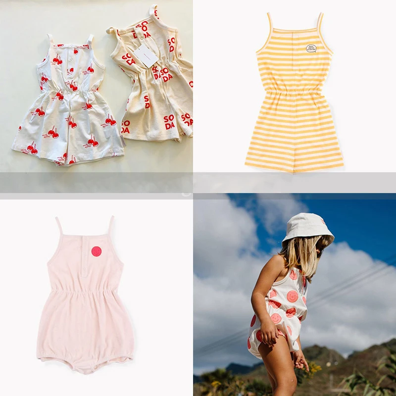 

Baby girl clothes Tiny Cottons 2019 Sling Romper For Summer Kids Cartoon Print One-piece Clothing Toddler Romper