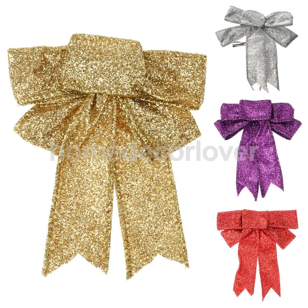 1pcs 13cm Large Sparkling Glitter Ribbon Bow Decoration Christmas Tree