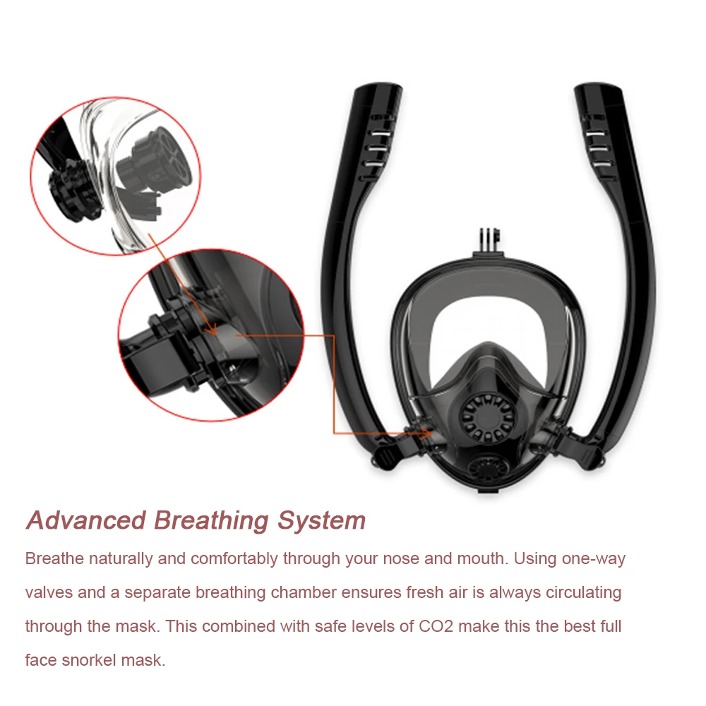 Diving Mask Double Snorkels Advanced Breathing System Scuba Mask Anti Fog Snorkeling Mask Kids Swimming Snorkel Diving Equipment