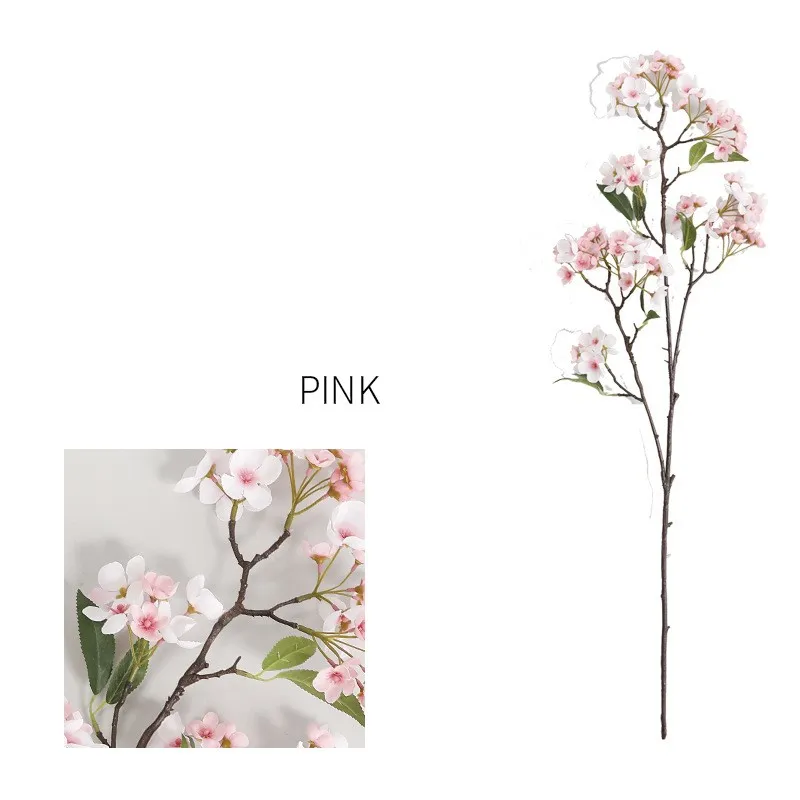 100 см искусственное яблоко Blossom Искусственные листья цветы декоративные Шелковый цветок Флорес DIY свадебный дом отель украшение Вечерние - Цвет: pink