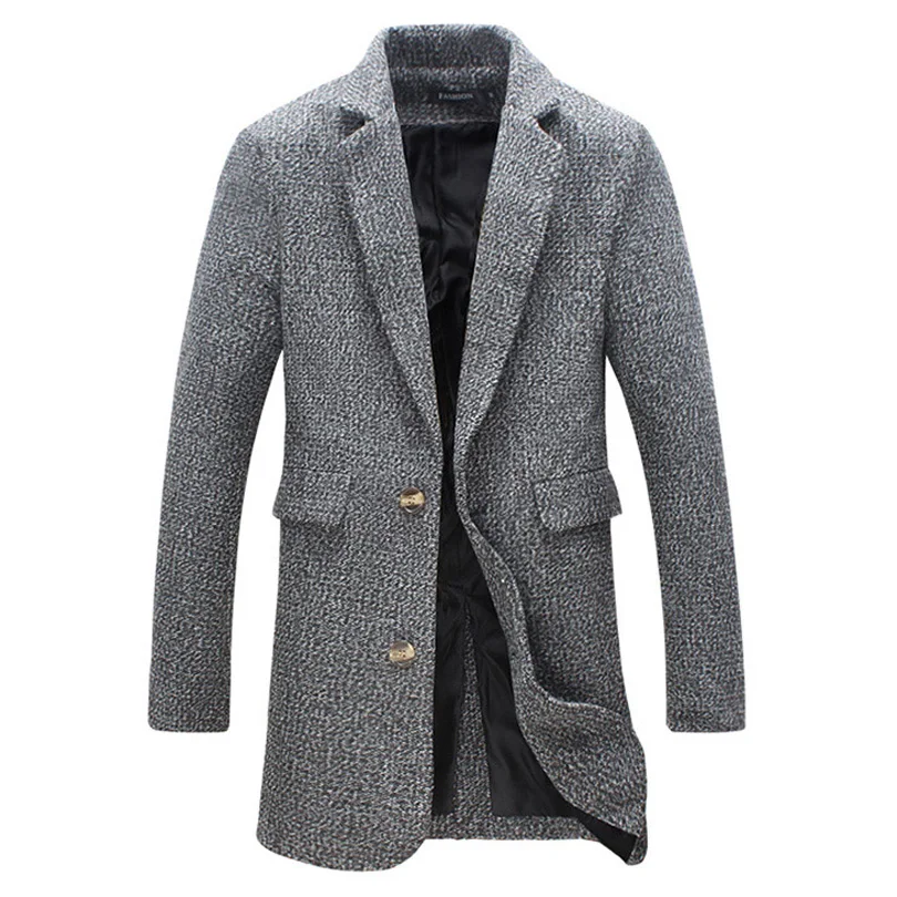 New Design Long Men Jacket Coat 2016 Autumn Winter Fashion Slim Men's Outerwear Classic Single 