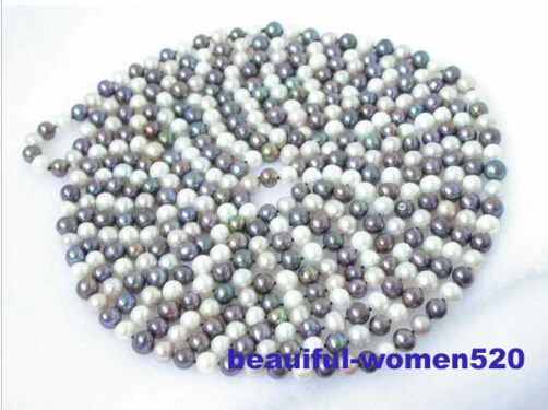 

~~ BJC 00026 white black round freshwater pearl necklace Discount 35%