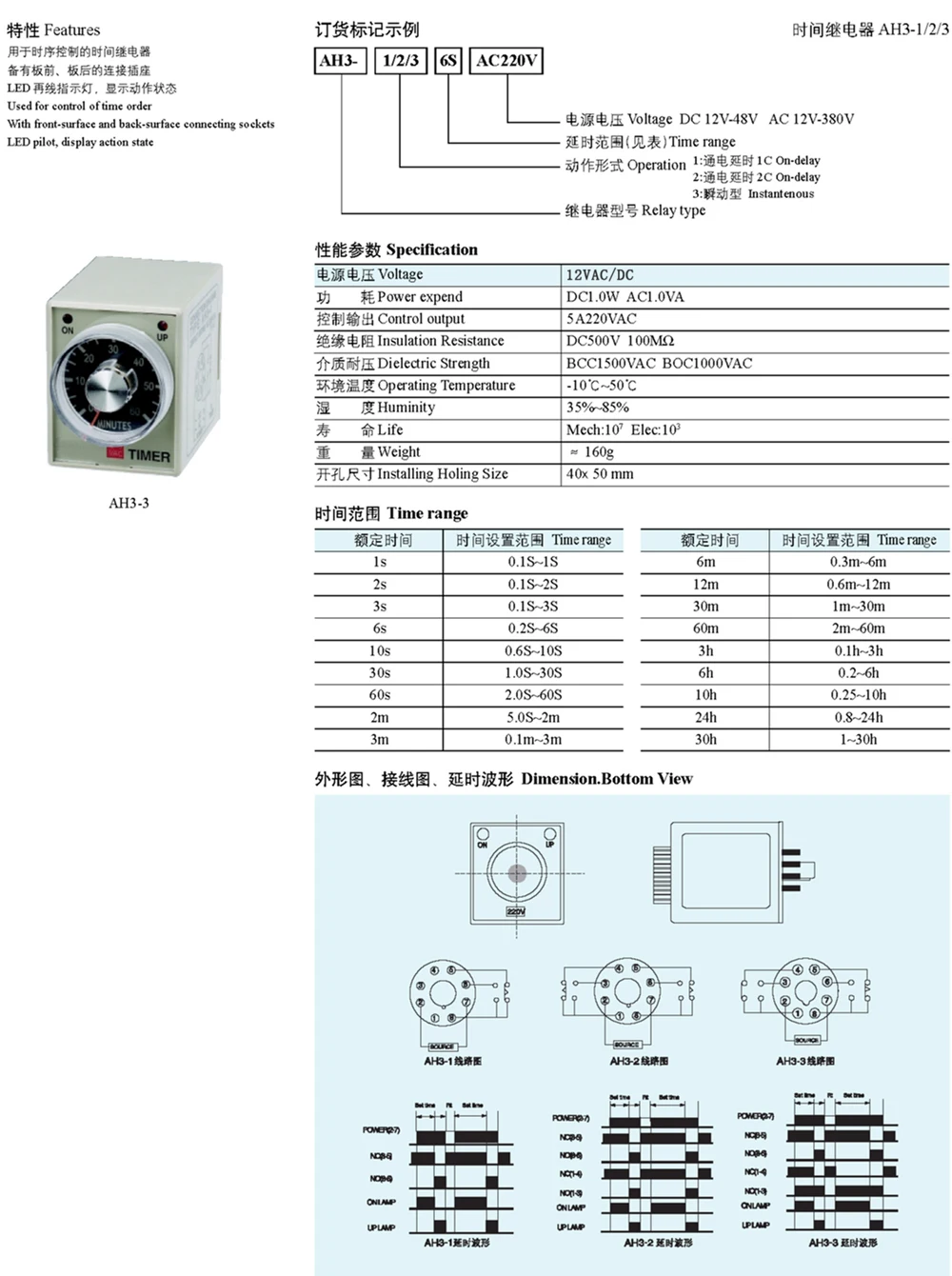 AH3-3 2 1 24V-240VAC DC 