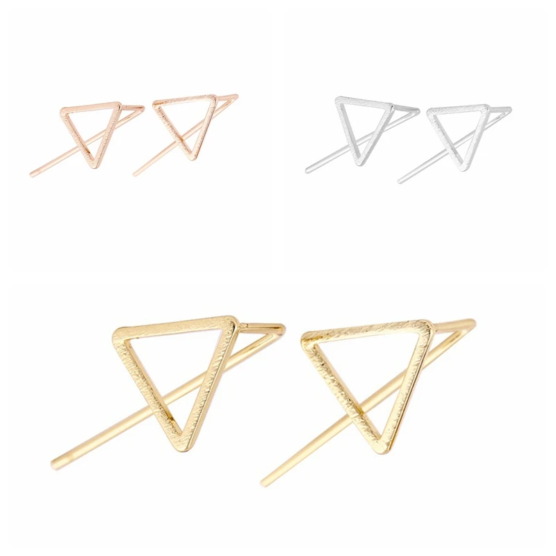 

Shuangshuo New Fashion Jewelry Geometric Brushed Hallow Triangle Stud Earrings for Women Wedding Earrings Bohemian Earrings