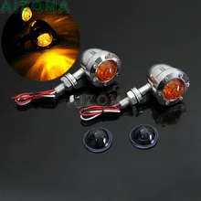Pair Bullet Aluminum Turn Signal Indicators Light w/2pcs Smoker Lens Amber Flashing Blinker Lamp For Harley Dyna BOBBER CRUISERS