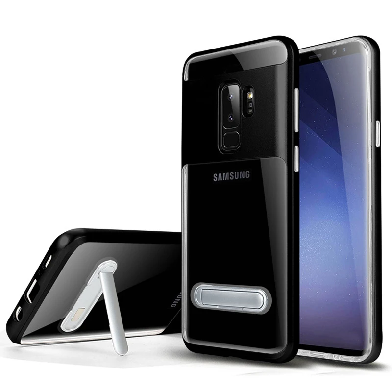 

CAPSSICUM Kickstand Clear Transparent Case for Samsung Galaxy S9 S9 Plus PC TPU Flexible Stand Back Cover Shell S9Plus