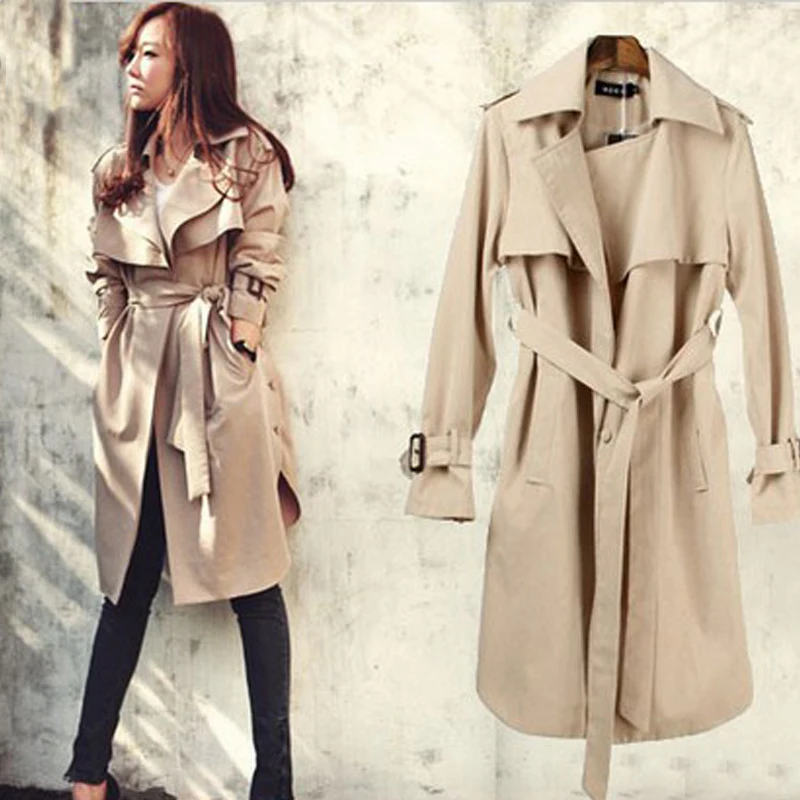Женский Длинный тренчкот с поясом осенняя ветровка|coat wiki|coat waterproofcoat green |