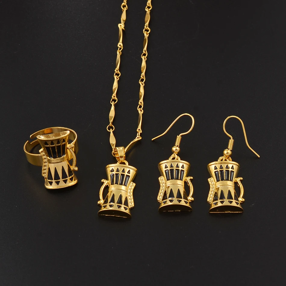 Anniyo Drum Ювелирные наборы, ожерелье, серьги, кольца, наборы для женщин, фоны, стиль, традиционные праздничные подарки#016216