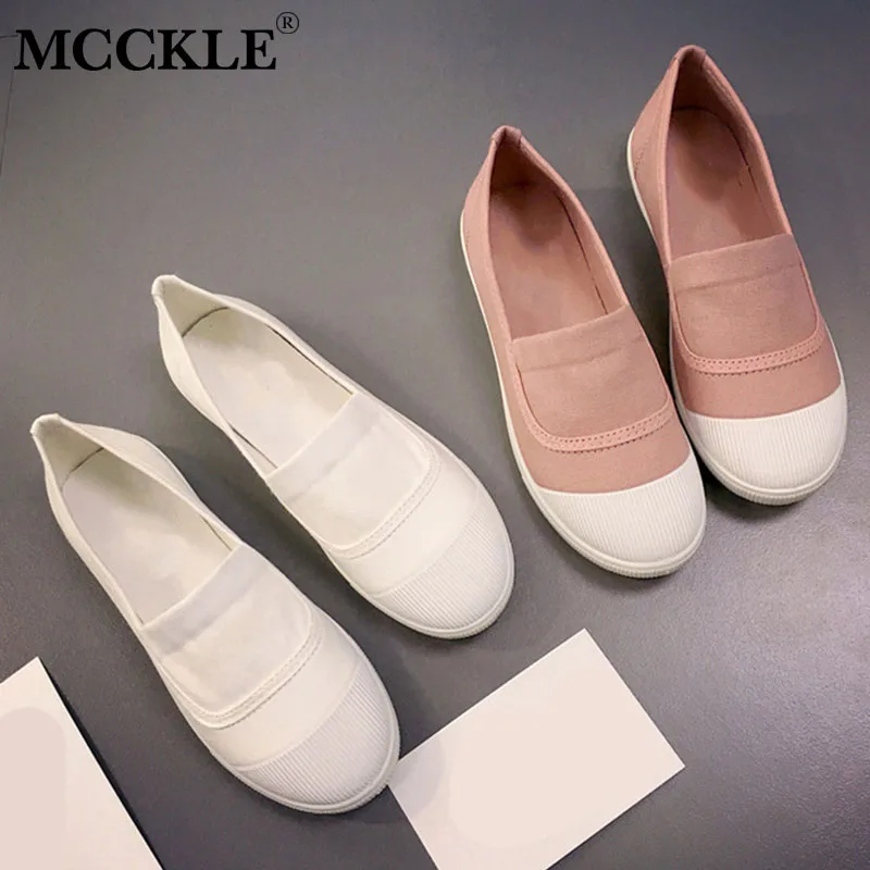 

Spring Women Casual Flat Shoes Loafers New Soft Bottom Canvas Shoes White Solid Color Shallow Shoes For Gilrs Footwear