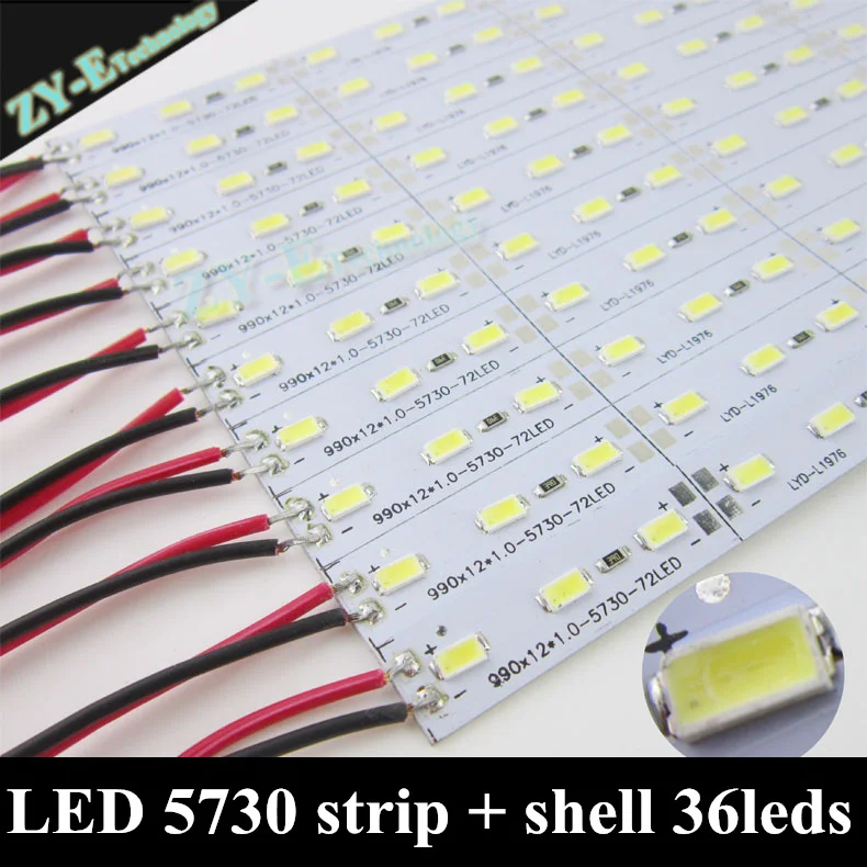 10 шт. * 50 см Светодиодная лента супер яркая 12 В постоянного тока 36 SMD 5630
