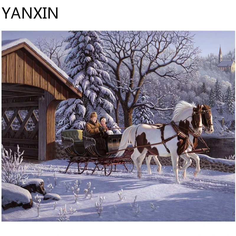 

YANXIN DIY Frame Painting By Numbers Oil Paint Wall Art Pictures Decor For Home Decoration 965
