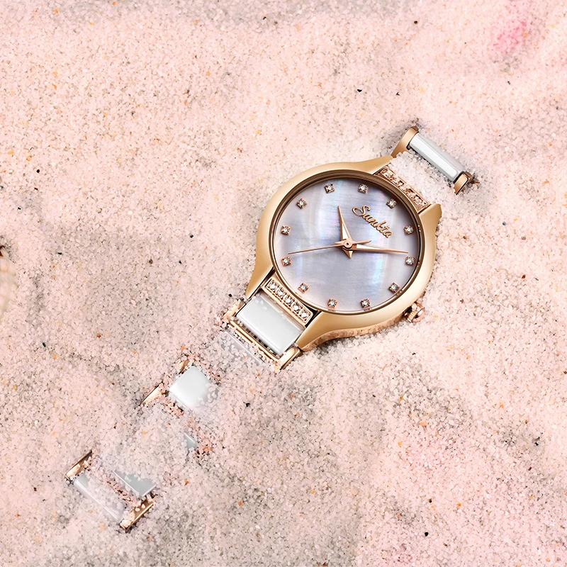 Sunkta New Quartz Women Watches Waterproof Fashion Simple Feminine Watch Stainless Steel Ceramic-3