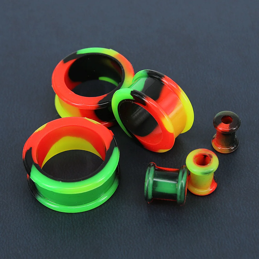 1Pair Soft Mixed Color Silicone Ear Tunnel Plug Dilator Flexible Gauges