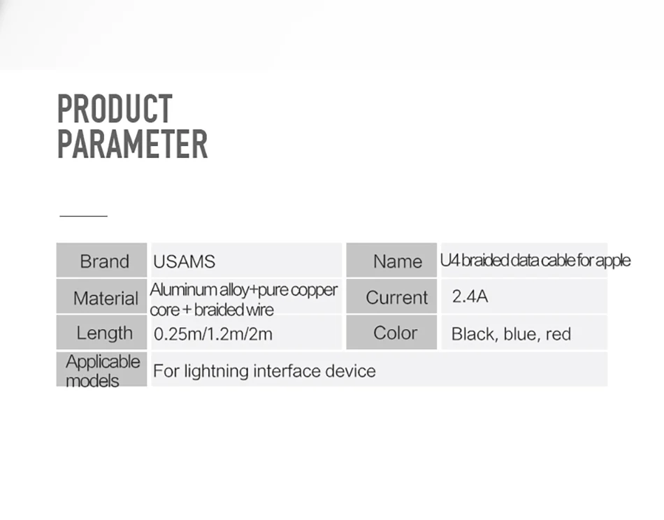 USAMS 2.4A светодиодный Usb кабель для iphone XS Max 8 7 6 6S 5S XR кабель провод для быстрой зарядки кабель для передачи данных для освещения iphone зарядное устройство