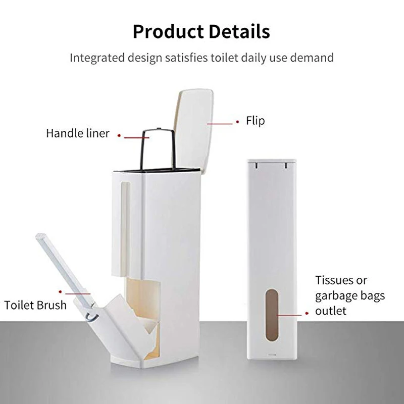 Цельнокроеное мусорное ведро, щетка для унитаза, интегрированный держатель для хранения, коробка, маленькая мусорная корзина с откидной крышкой, щетка для унитаза, Настольная коробка для хранения