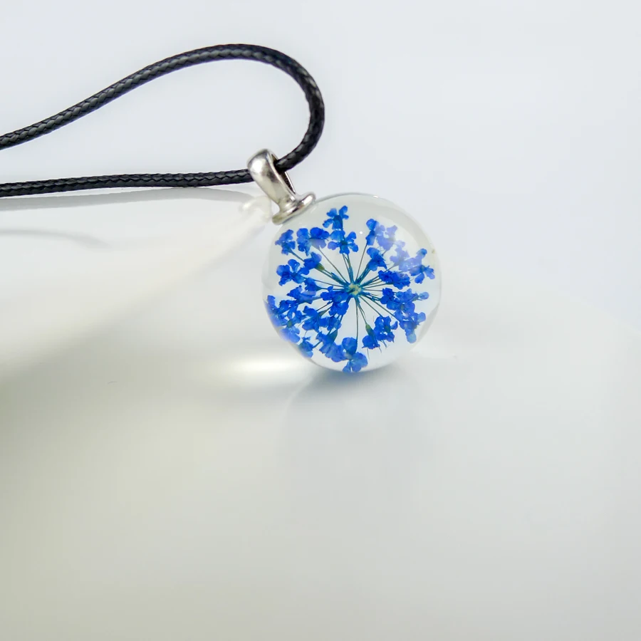 

Colorful Dried Flower glass ball pendants Hand Made Long necklace for women lovers #FY320