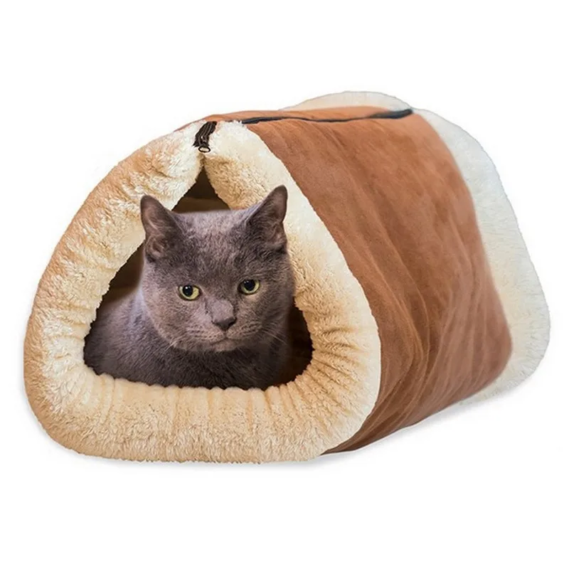 Cute Cat Sleeping Bag Soft Warm Cotton Plush Cat Beds House Pet Cat Tunnel Toy For Puppy Cat Mats Winter Warming Kitten Blanket