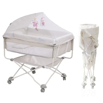 

Portable newborn bed multi-function folding travel cot free installation baby bed with mosquito net stitching bed