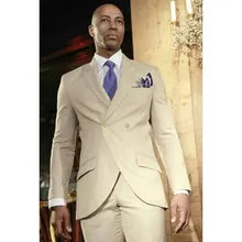 Custom Made Champagne Mens Suits Double Breasted costume homme Men Suit Slim Fit Stylish Custom Blazer Men (Jacket+Pants)