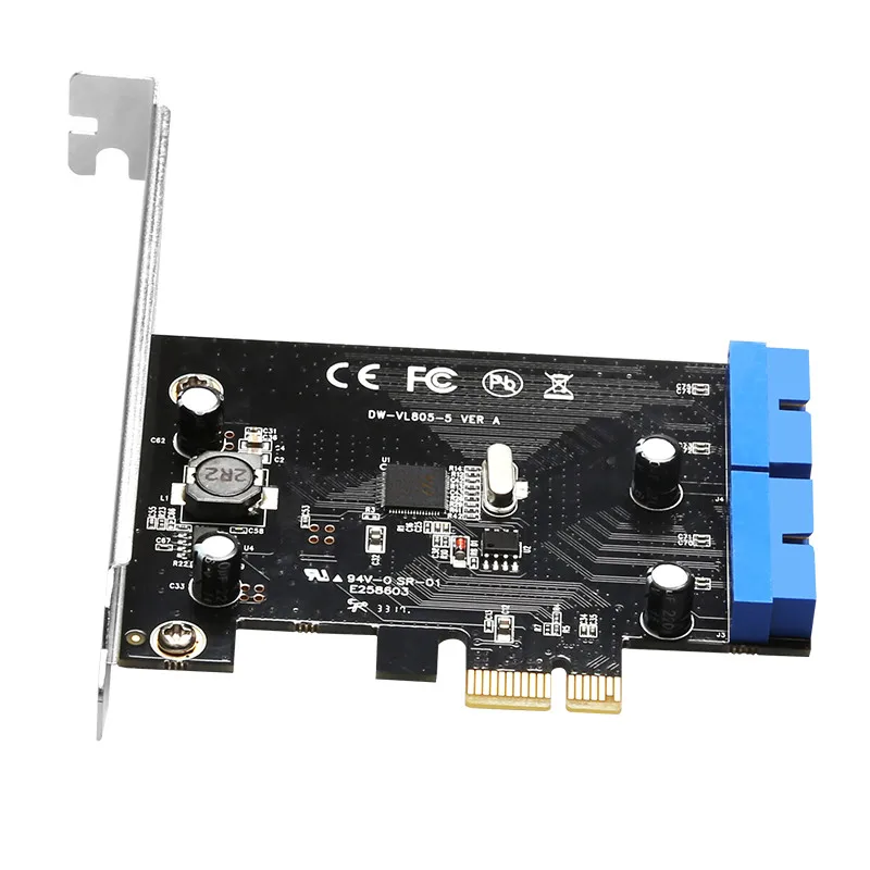 Суперскоростная PCI Express-двойная 20 Pin USB 3,0 плата контроллера PCI-E X1 на 2 порта USB 3,0 с низкопрофильным кронштейном