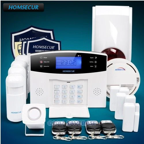 

HOMSECUR Wireless&wired LCD GSM Home Security Alarm System+4*PIR+Door Sensor with French Voice Prompt