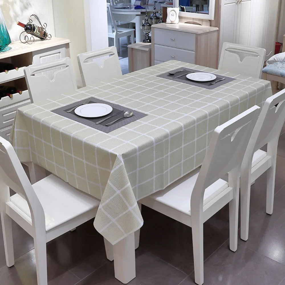  Meijuner Rectangle Tablecloth PVC Lattice Printed Table Cover Anti-Oil Waterproof Table Cloth Muti-