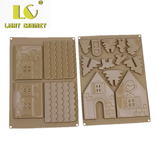 LC 3d Christmas house gingerbread chocolate diy mold set 2 pieces