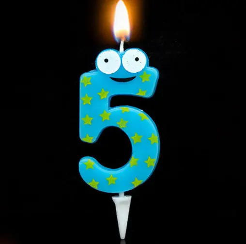 1 шт., свечи в виде лягушки на день рождения, свечи в виде торта с цифрами, От 0 до 9 лет, свечи для детского дня рождения, юбилея, вечерние украшения торта - Цвет: 5