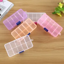 1pcs Plastic10 Slots Adjustable Jewelry Packaging Box Transparent Tool Case Craft Organizer Box Jewelry Boxes Storage