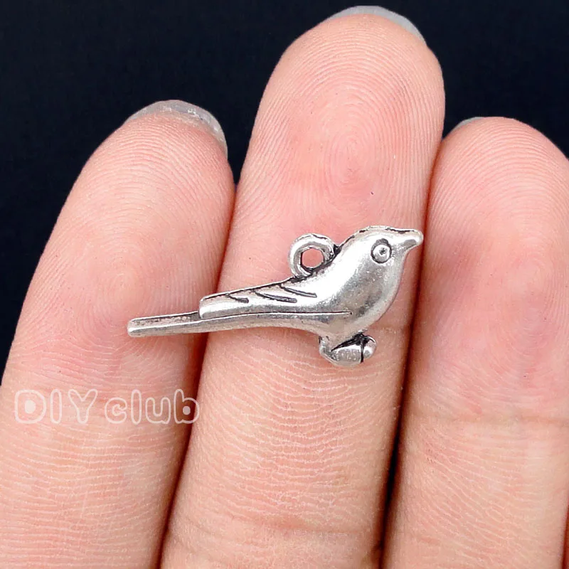 40pcs-Antique Silver 3D Sparrow Bird Charms Pendant 25x12x5mm | Украшения и аксессуары