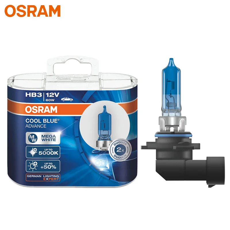 OSRAM Cool Blue Advance 9005 HB3 12V 60W 5000K галогенный холодный синий белый ксеноновый автомобильный головной светильник, автомобильный светильник 9005CBA(двойной