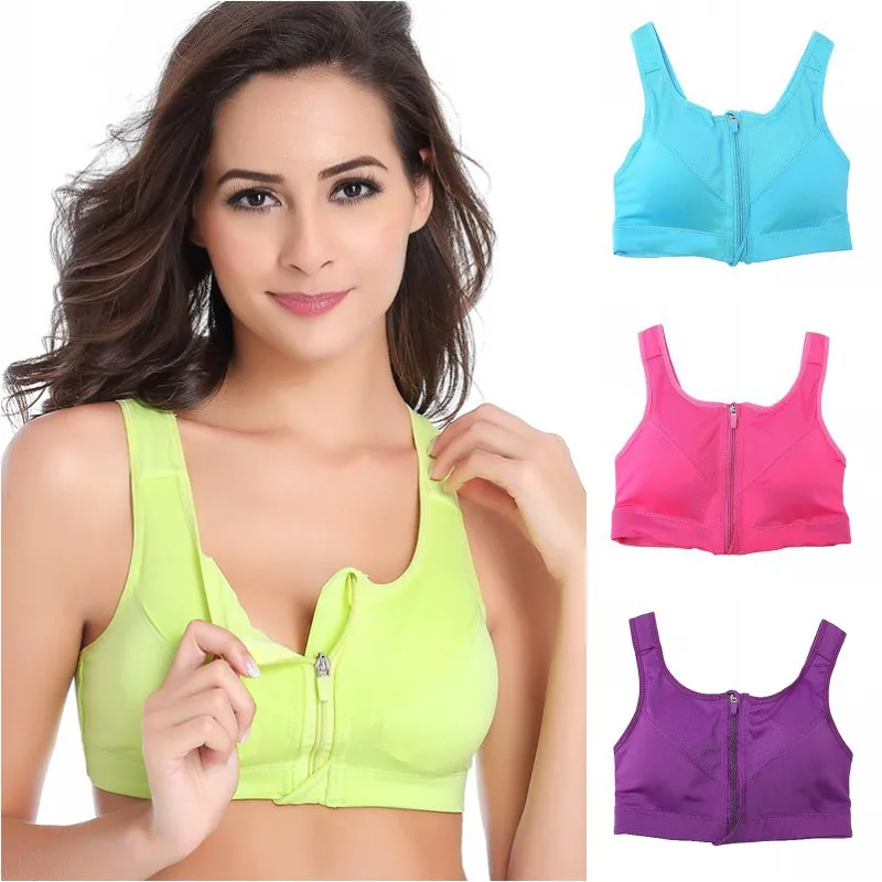 

Sport Women Bra Fitness Stretch Workout Tank Top Seamless Bra Zipper Sports Bras