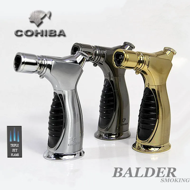 Wholesale COHIBA desktop three jet flam torch lighter metal cigar