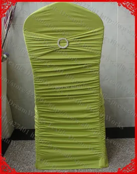 

NO.12 Olive Green Ruffled Lycra Chair Covers With Lycra Band And Tow Row Round Buckle (with pin) For Wedding Decoration & Party