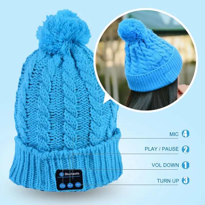 Умная шляпа Женская Беспроводная Bluetooth зима осень теплая вязаная шапка наушники с микрофоном gorros Mujer invierno
