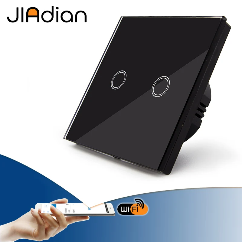 

JIADIAN Touch Switch Smart Switch Senor Light Switch Panel Wall wireless wifi light switch EU Standard Work with Alexa Google