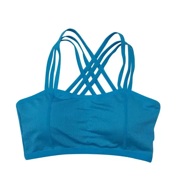 Женский спортивный бюстгальтер для тренировок, йоги, фитнеса, безрукавка, тянущийся бесшовный спортивный бюстгальтер с подкладкой - Цвет: Синий