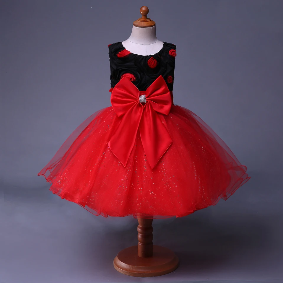 Нарядные платья для девочек; Красные Платья с цветочным узором для девочек; Эксклюзивная одежда для детей; GD30701-3