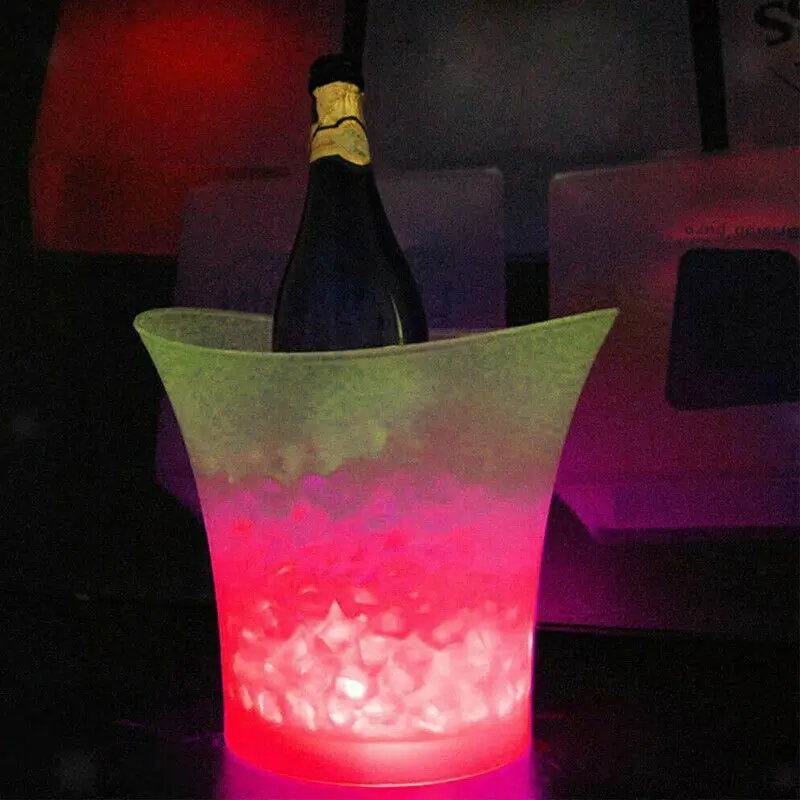 5L разноцветный светодиодный шампанское вино Напитки Охладитель сверкающие с подсветкой ведро льда барная посуда модная светящаяся ведра для льда - Цвет: Красный