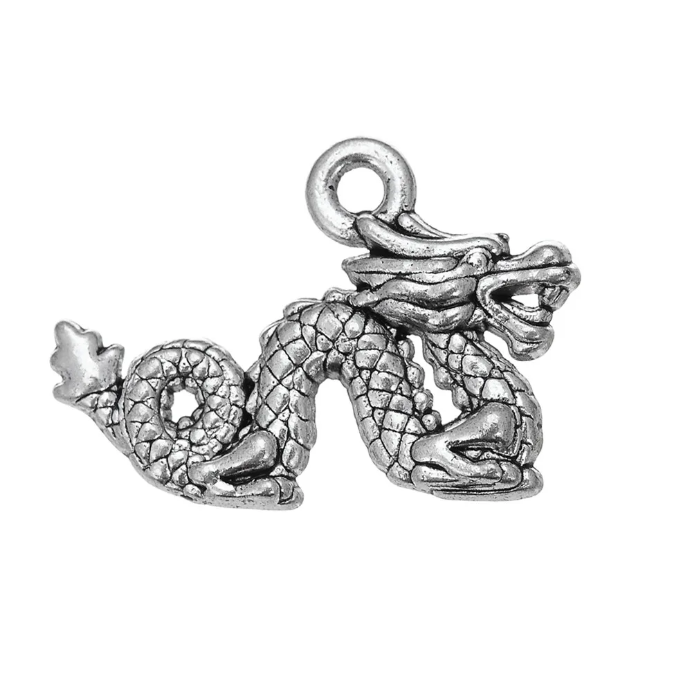 

10pcs Charms Dragon 21x14.5mm Antique Silver Pendant Dragon Charms For Jewelry Making Jewelry Findings