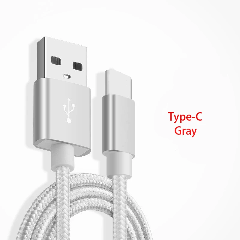 Usb type-C кабель для samsung Galaxy S10 9 кабель передачи данных для быстрой зарядки для huawei mate 20 Pro зарядное устройство для мобильного телефона шнур USB-C - Цвет: Серый
