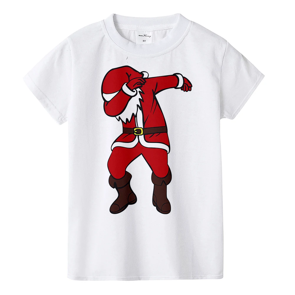 Новинка года; детская футболка с изображением Санта-Клауса; забавные рождественские детские футболки; Рождественская футболка для мальчиков и девочек; летняя одежда унисекс для малышей
