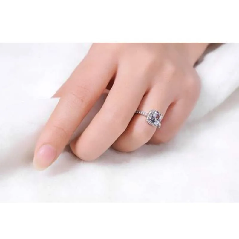 CC обручальные кольца для женщин S925 серебро кубический цирконий прямоугольник белый камень регулируемый размер обручальное кольцо Бижу Femme CC595