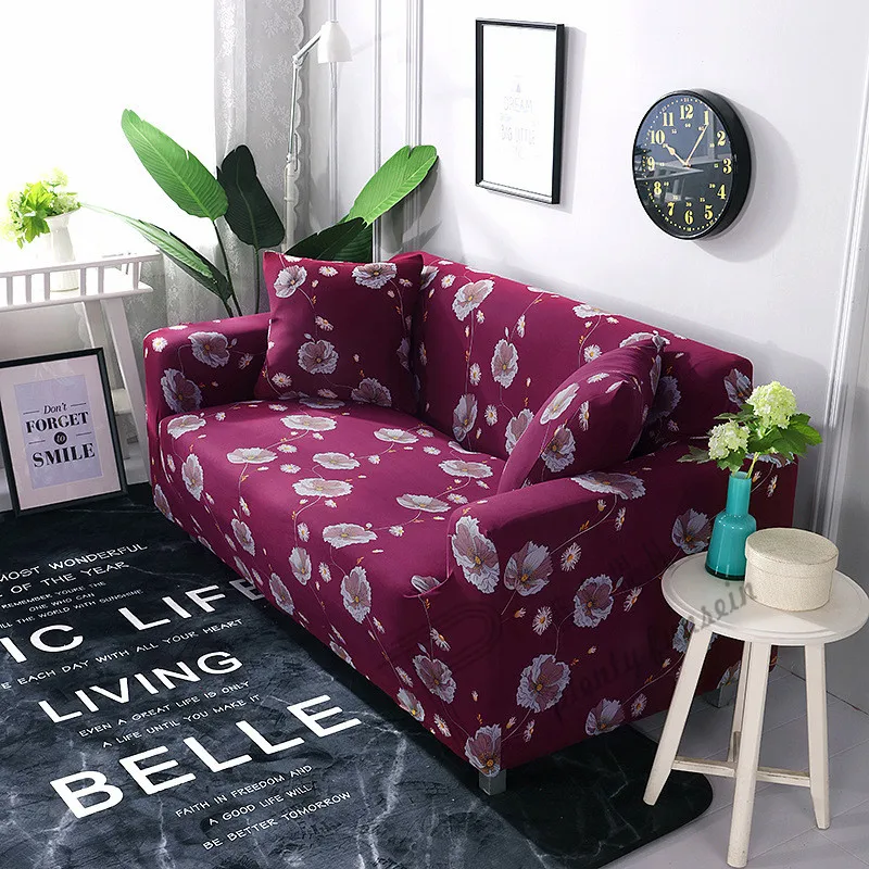 

Elastic Sofa Cover wrap Non-slip All-inclusive Furniture Protection Tight Stretchy cloth Four seasons 1/2/3/4 Seats X 21 colors
