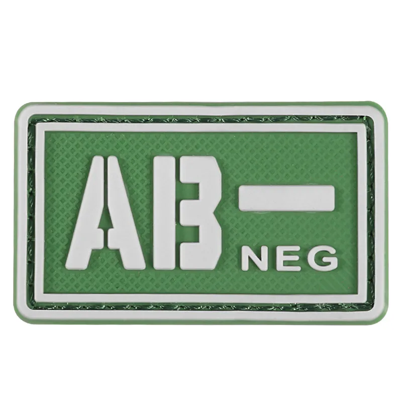 Пластырь типа крови A+ B+ AB+ O+ Положительный A B AB O+ POS A-B-AB-O-NEG-отрицательный ПВХ значок боевой дух тактический военный крюк патч - Цвет: Green AB Negative