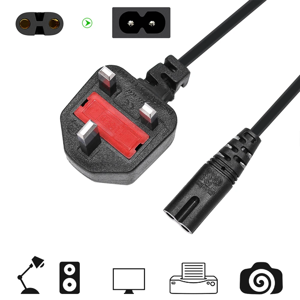 1PC Universal 10A 250V Power Cable Lead Cord AC Wire Wall Charger Line