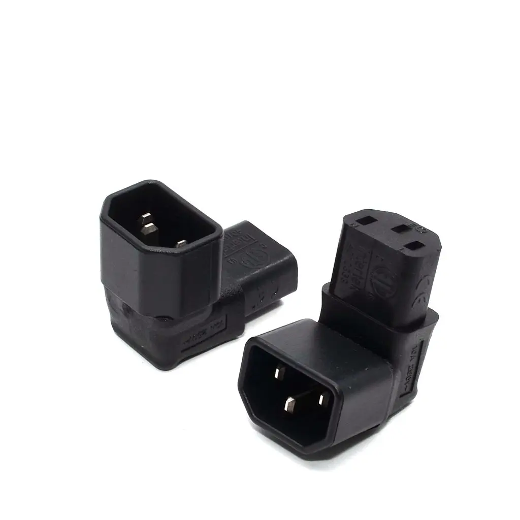 Адаптер расширения питания IEC Male C14 прямоугольный 90 градусов Female C13|angle|angle 90angle adapter