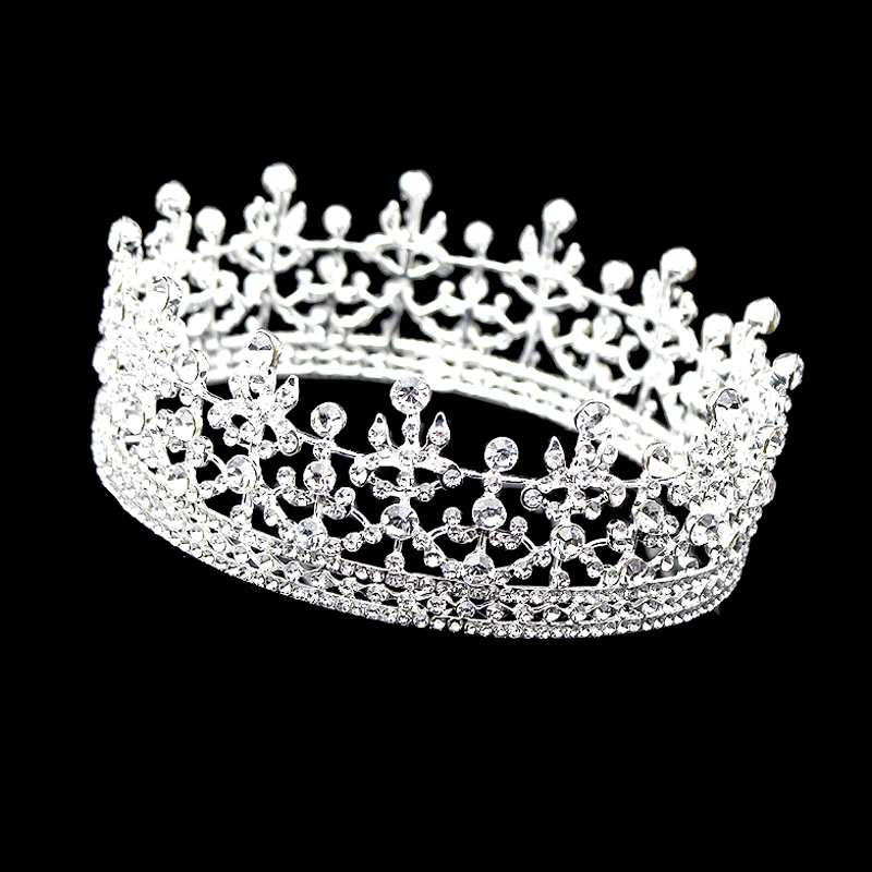 Винтажные Серебристые кулоны Цвет кристаллы вокруг King Queen тиара круг имперский
