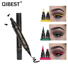 Qibest подводка для глаз со штампом карандаш 12 цветов двухсторонняя подводка для глаз оттенок водостойкий желтый зеленый синий матовая подводка для глаз QB023
