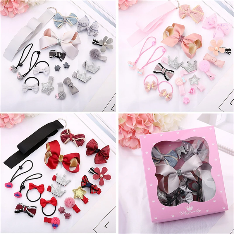 

18 PCS/ Set Cute Headdress Hairpin Hair Clips Barrette For Children Baby Girls Small Hair Claw Cute Candy Color flower Wholesale